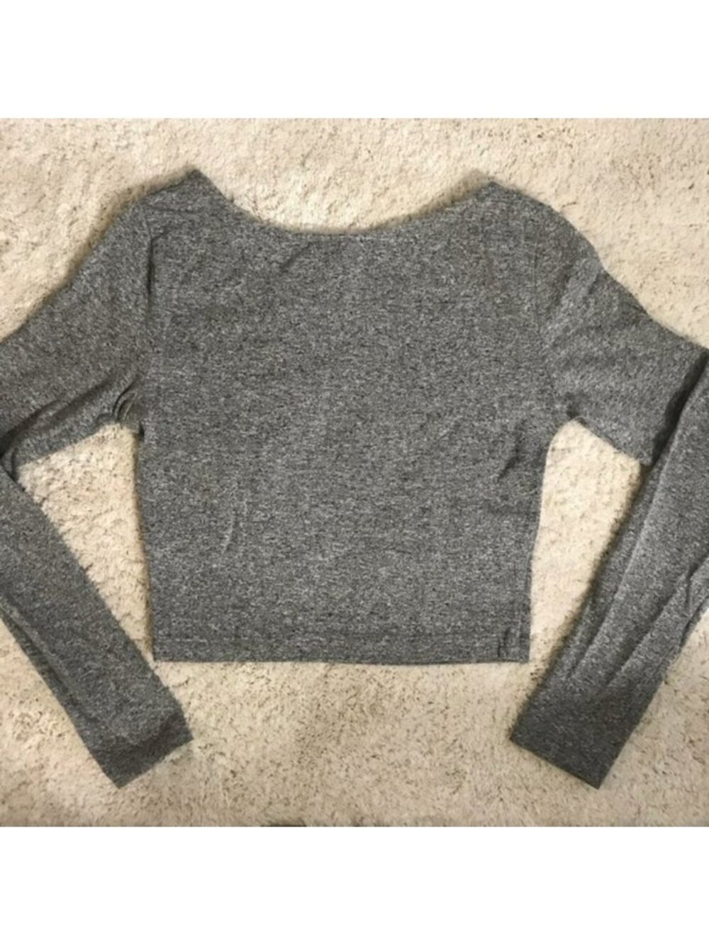 Grey Long Sleeve Crop Top - Picture 5 of 7
